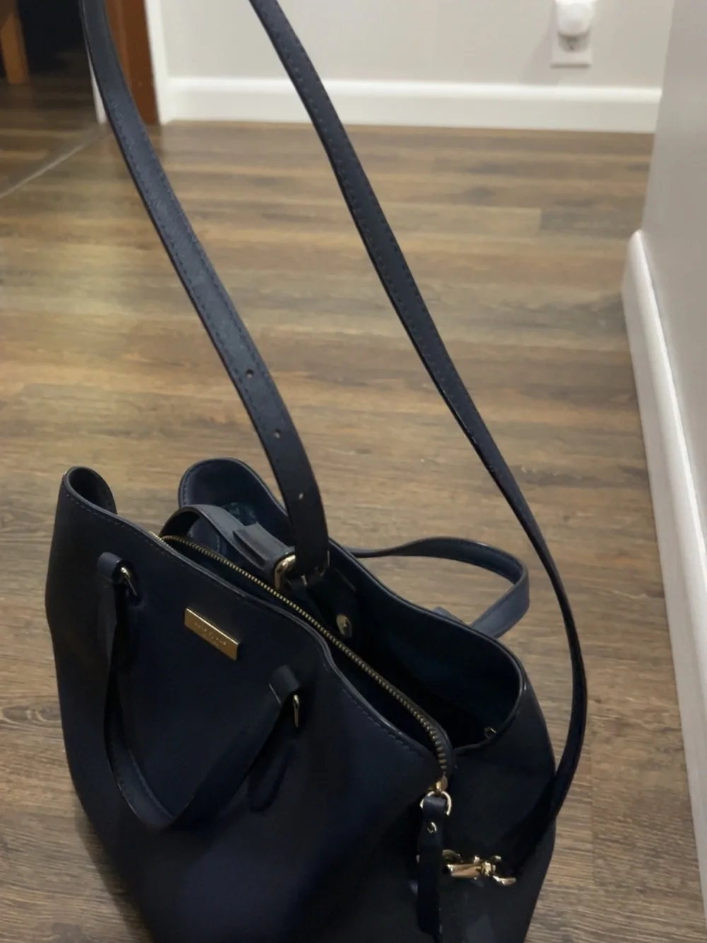 kate spade navy blue saffiano crossbody satchel